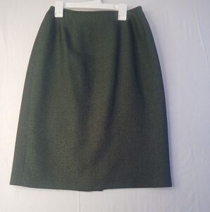 Le Suit Women Houndstooth Skirt 10 Green Check Career Work‎ Business Mature Long